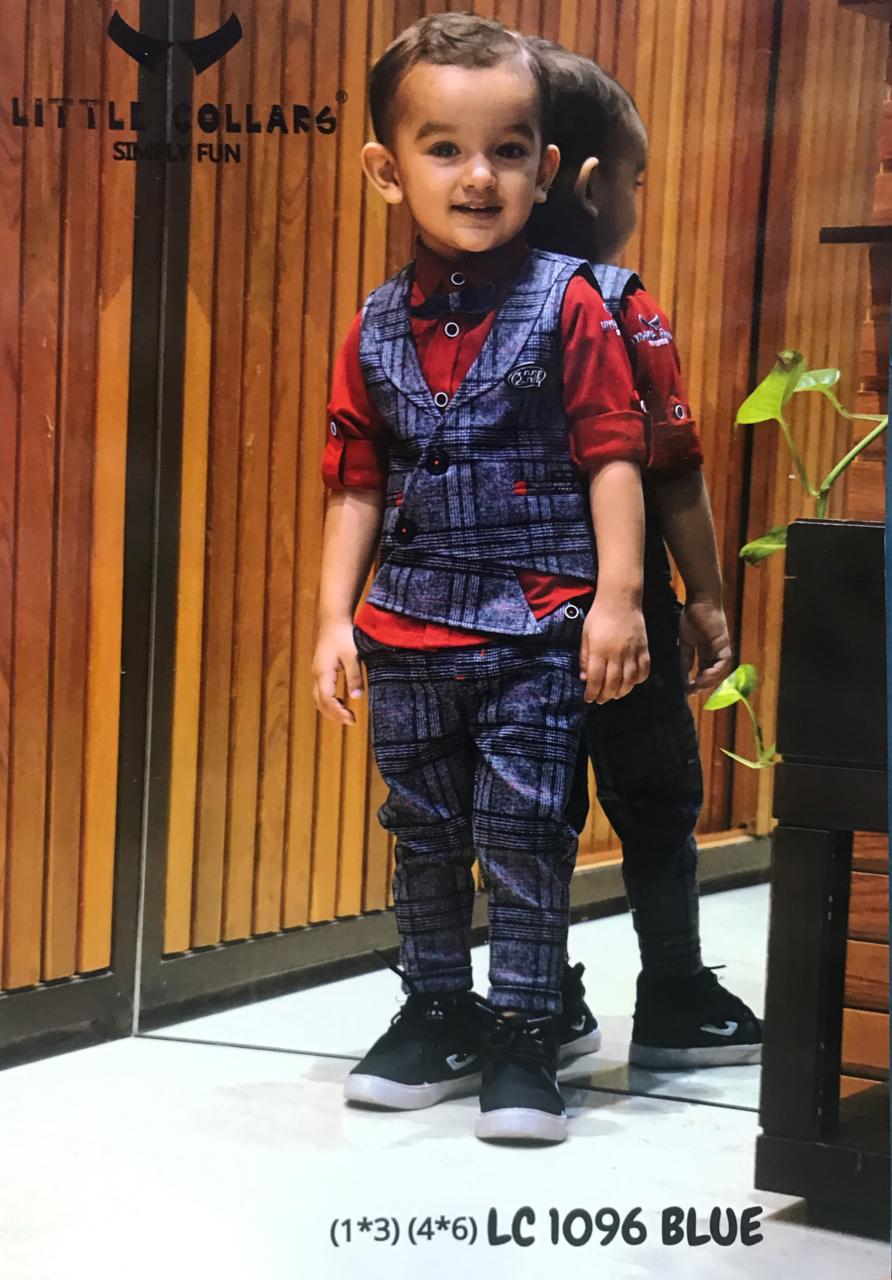 Little Boys Closet by Gunjan Khanijou Embroidered Suit Set | Blue, Thread,  Suiting, Collar, Full For Boys | Suiting, Aza fashion, Boys closet